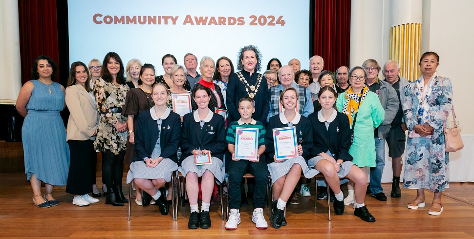 A group photo of the North Sydney Community Awards 2024 winners with the Mayor