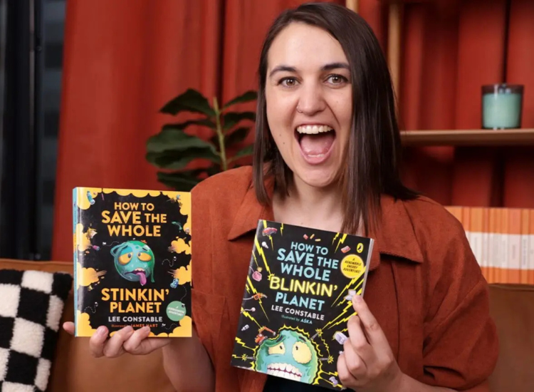 Author photo of Lee Constable with her two books