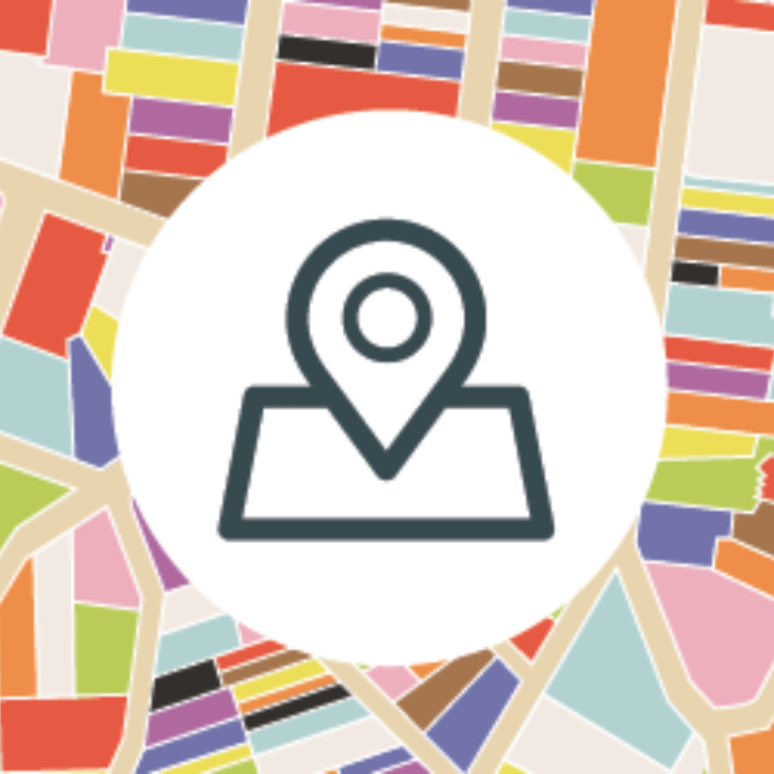 pin symbol on a rainbow map