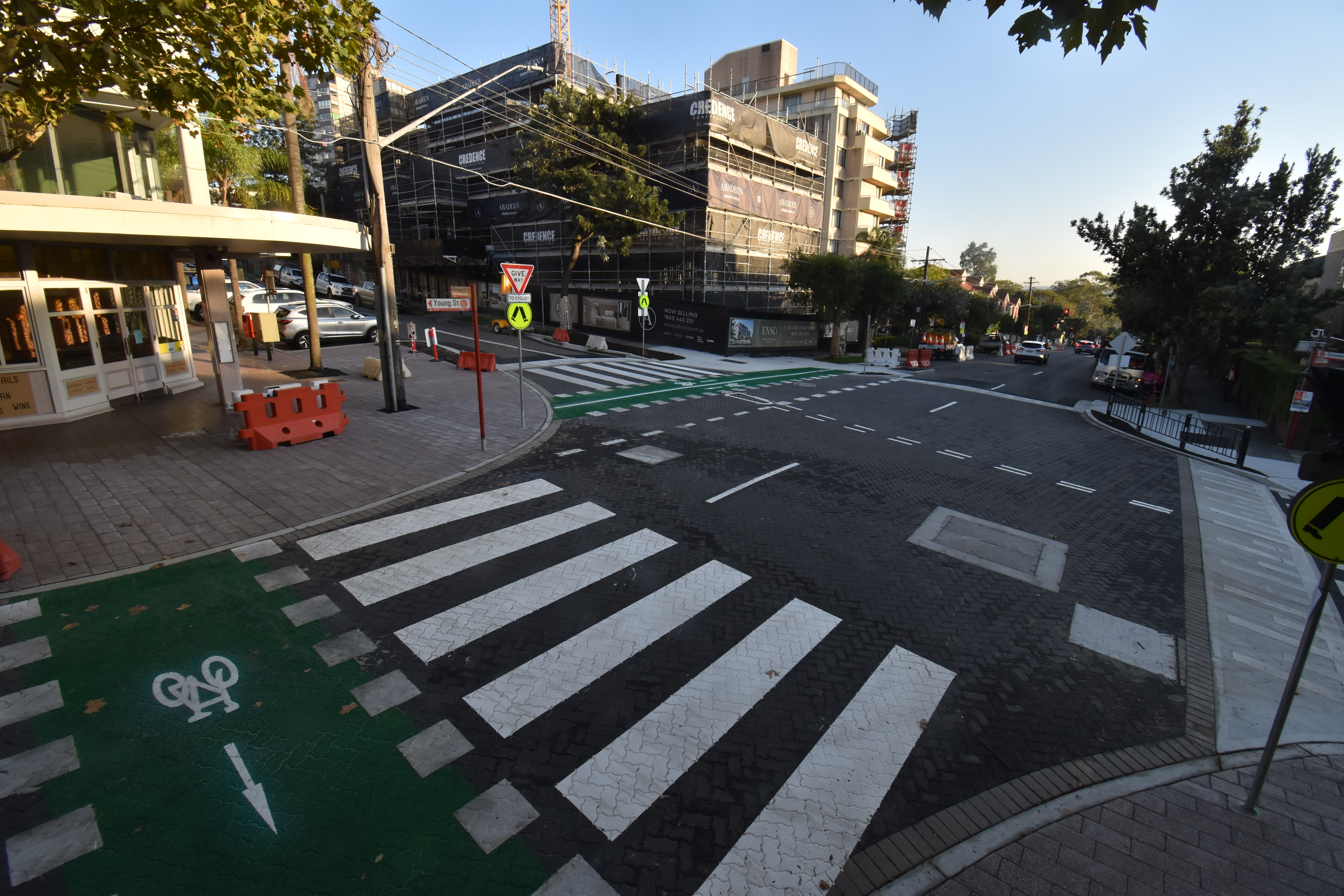 Pedestrian crossing and intersection at Young and Grosvenor Street in Neutral Bay