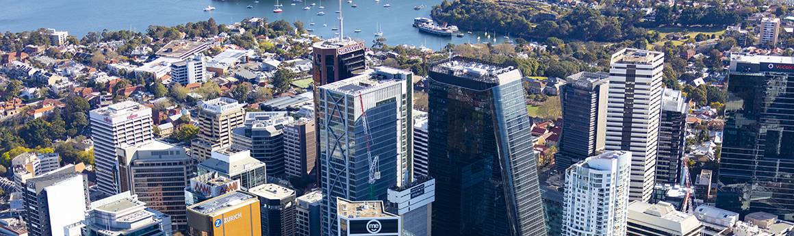 An aerial view of the North Sydney CBD
