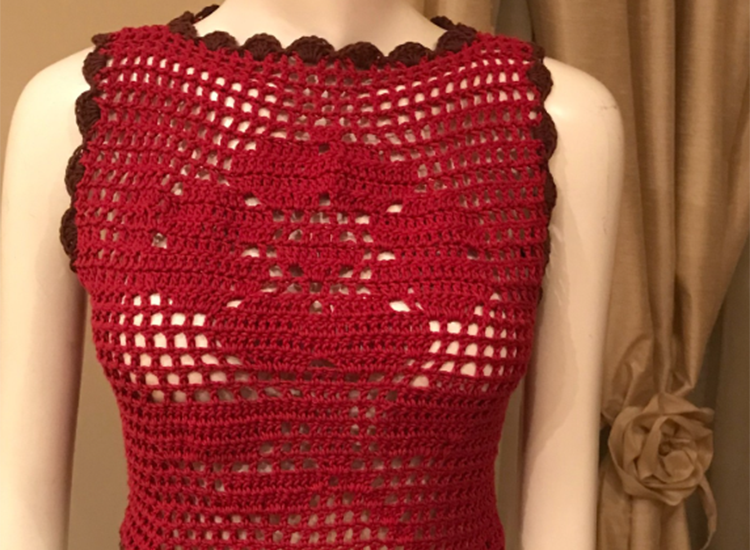 red crochet singlet top