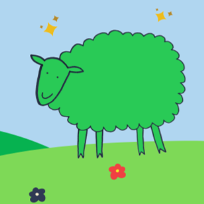 Graphic of the iconic green sheep by Mem Fox