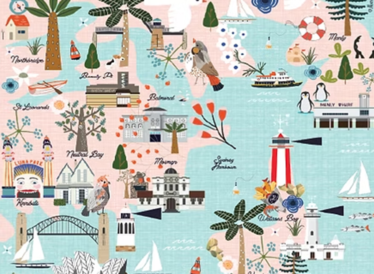 painted map of sydney