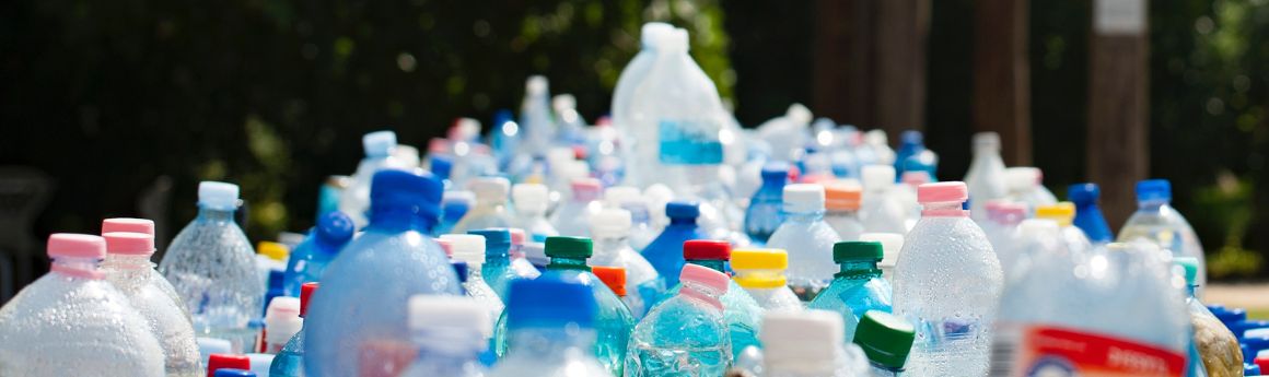 plastic bottles with different bottle caps