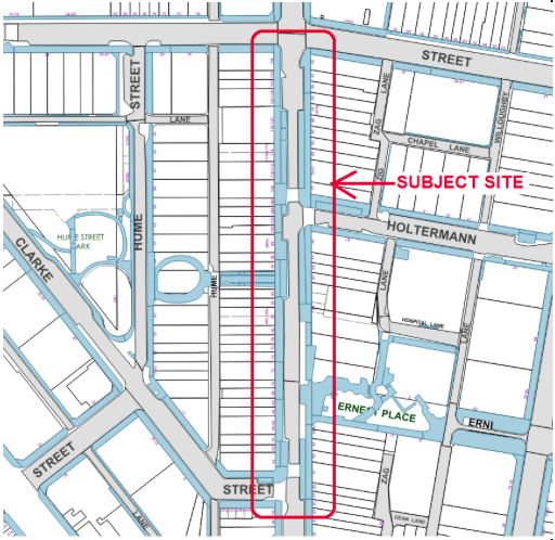 Map of Willoughby Road showing a highlighted area