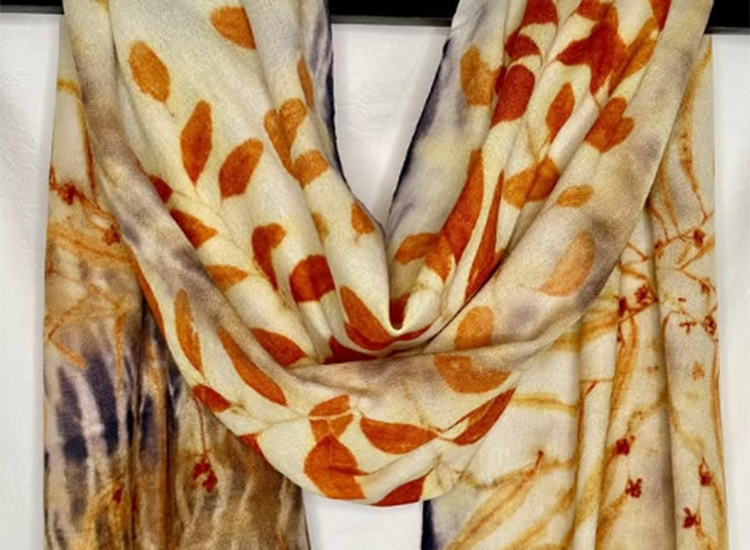 silk scarf with autumn leave design