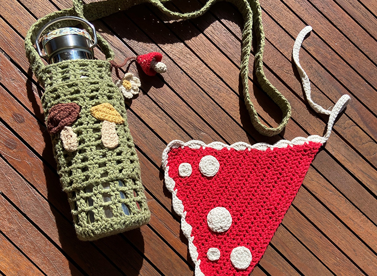 water bottle with crochet cover