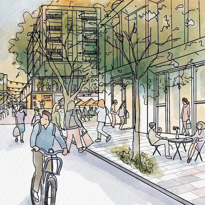 An artists&#039; impression of proposed changes to Waters Lane, Neutral Bay