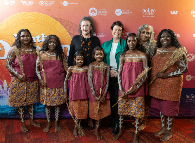 Mayor Baker and Willoughby Mayor Tanya Taylor with Miriki performing arts